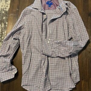 Egara Red and White Checkered Casual Button Down Shirt